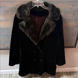 Borgessa Sears Fashions Vintage Elegant Black Faux Fur Women's Coat